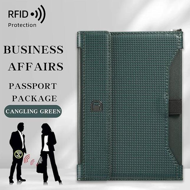 Passport Holder for Travel Essentials, RFID Blocking PU Leather Passport Wallet Cover Card holder Case Passport Book Holders for Women and Men, Dark Green
