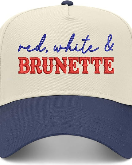 Red, White, & Brunette Hat | Premium Vintage Trucker Hat with Adjustable Snapback for Men and Women