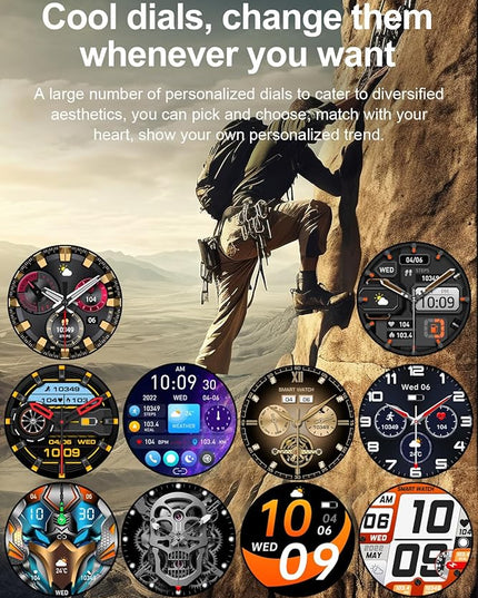 1.43" Amoled Ultra Military Smart Watch for Men(Answer/Dial Calls) 100+Sports Modes,5ATM Waterproof 530mAh Large Battery Super Long Standby with LED Flashlight,Heart Rate,SpO2,BP Android iOS