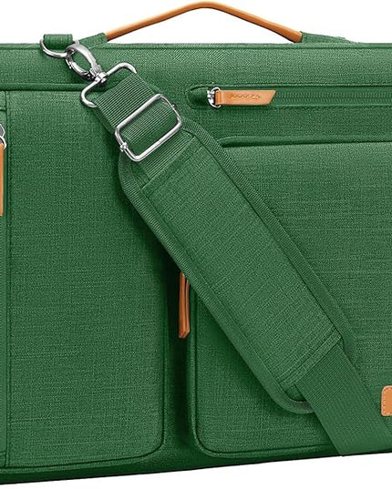 MOSISO 360 Protective Laptop Shoulder Bag,15-15.6 inch Computer Bags Compatible with MacBook Pro 16 inch, HP, Dell, Lenovo, Asus Notebook,Side Open Messenger Bag with 4 Zipper Pockets, Jungle Green