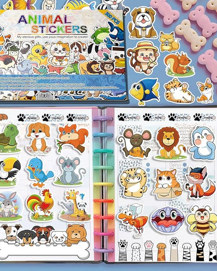 300 PCS Animal Stickers for Kids, Cute Waterproof Vinyl Stickers for Water Bottles, Laptops, Scrapbooks, and Classroom Rewards, Animal Cartoon Stickers Pack with Gift Box for Girls Boys Teens