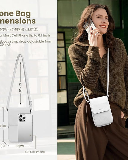 befen Genuine Leather Small Crossbody Bags for Women, Cell Phone Cross body Purse Bag with RFID Blocking Card Slots