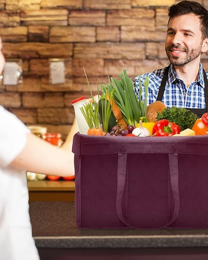 WISELIFE Reusable Grocery Shopping Bags 10 Pack Large Foldable Tote Bags Bulk,Eco Produce Bags with Long Handle for Shopping Groceries Clothes(5 Assorted Colors)