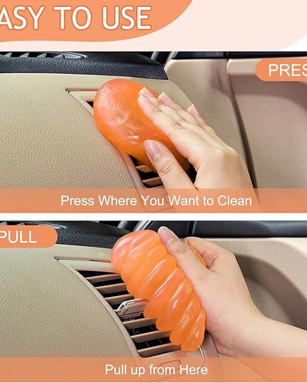 Car Cleaning Gel Car Cleaning Putty Car Putty Car Interior Cleaner Car Slime Car Detailing Kit Car Accessories Gifts for Men Women Stocking Stuffers Orange