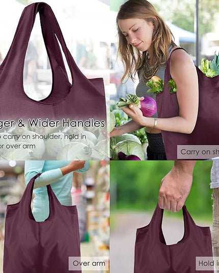 BeeGreen 20 Pack Reusable Grocery Bags w Storage Pouch Reusable Shopping Bags Bulk w Elastic Band Colorful 50LBS X-Large Foldable Fabric Bags Machine Washable Heavy Duty Tote Bags for Groceries