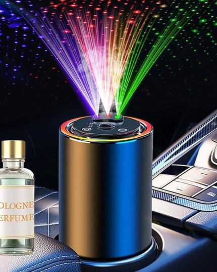 Smart Car Air Freshener, Car Air Freshener Diffuser with 3 Color Starry Sky Projection, Cars Scent Diffuser with RGB Music Syncing Light, 3 Mode Adjustable, Auto On/Off Cars Diffuser, 50ml Cologne