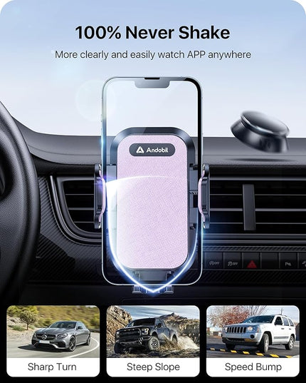 andobil 2026 Upgraded Car Phone Holder Mount, Military-Grade Phone Holders for Your Car Vent Stable Metal Clip Universal 360° Cell Phone Car Mount for iPhone 17 Pro Max 16/15/14/13/12/ Samsung, Purple
