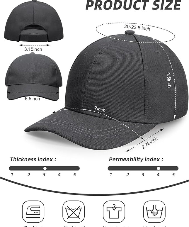 Handepo 24 Pcs Blank Baseball Cap Adjustable Back Strap Plain Blank Camouflage Hat Unisex Baseball Cap for Trucker Men Women