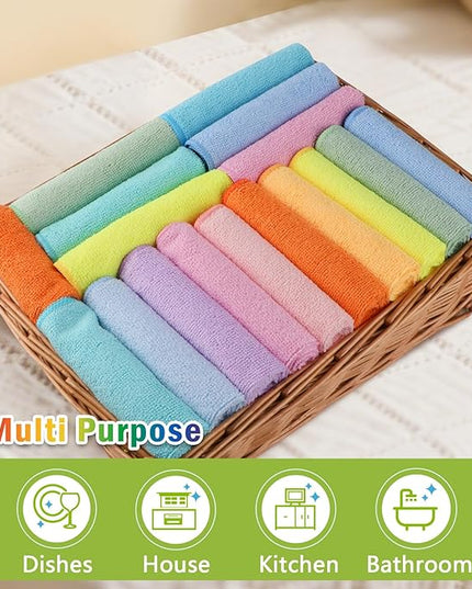 AIDEA Microfiber Cleaning Cloth, 10PK, Colorful Lint-Free Vibrant Cleaning Rags, Microfiber Towels for Cars, Kitchen Cloth, Dusting Cloth for Home, Window, Cleaning Supplies, 11.5"×11.5"