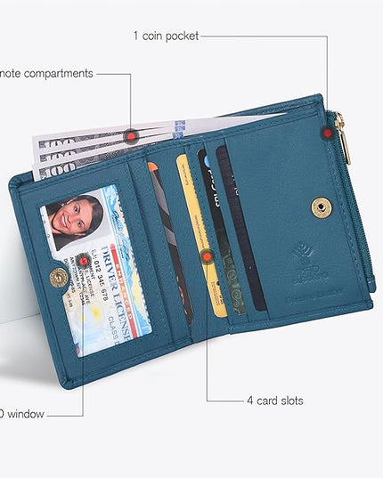 Oak Leathers Wallet For Women Full Grain Leather - Small RFID Coin Purse Credit Card & ID Holder for Ladies,Bifold Wallets for Teenager | Small, RFID, Coin Purse, for Ladies, for Teenager