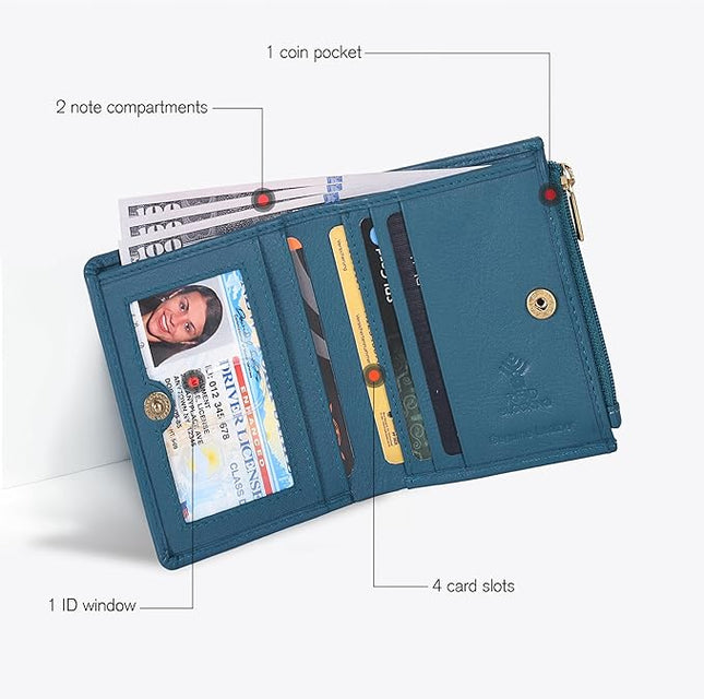 Oak Leathers Wallet For Women Full Grain Leather - Small RFID Coin Purse Credit Card & ID Holder for Ladies,Bifold Wallets for Teenager | Small, RFID, Coin Purse, for Ladies, for Teenager