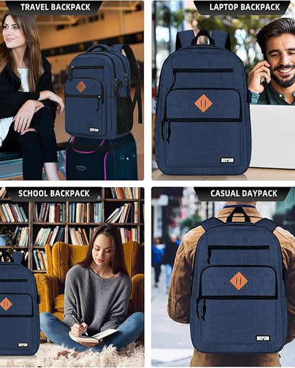 Classic Laptop Backpack for Men Women, School Backpack for Girls Boy Teens,15.6 Inch Laptop Bookbag with USB Charger for College High School Work Business Computer Book Bag,mochilas para hombres,Blue