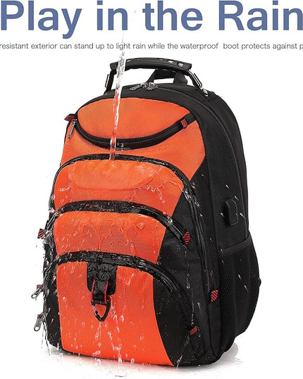 Boavan Laptop Backpack for men, 15.6 inch Laptop Bag with USB Port, Waterproof Travel Work Backpack Purse, Anti-Theft Teacher Nurse Doctor Casual Bookbags Office Business backpack，Orange Black