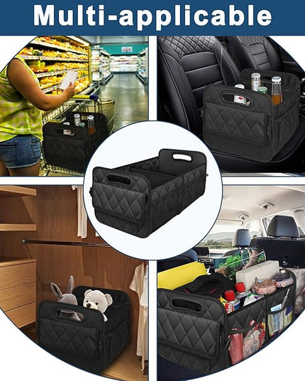 Deosk Car Trunk Organizer and Storage with 6 Big Pockets, Waterproof Polyester Trunk Organizer for SUV, Minivan, Truck (Large, Black)