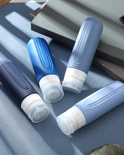 Travel Bottles for Toiletries, Tsa Approved 3oz Travel Size Containers BPA Free Leak Proof Refillable Liquid Silicone Squeezable Travel Accessories for Shampoo Conditioner Lotion (4 Pack)