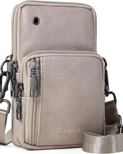 Bluome Small Crossbody Phone Purse for Women –PU Leather Crossbody Handbag Wallets Shoulder Travel Bag with Headphone Jack
