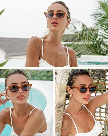 SOJOS Trendy Polarized Sunglasses Womens Men Retro Vintage 90s Cute Cat Eye Narrow Sun Glasses SJ2381