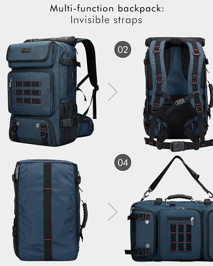 WITZMAN Carry on Travel Backpack for Men Women Airline Approved Convertible Nylon Duffle Backpack Luggage Bag (B682 blue)