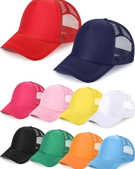 10 Pcs Sublimation Blank Trucker Hats Bulk Mesh Baseball Cap Polyester Mesh Trucker Hat for Men and Women