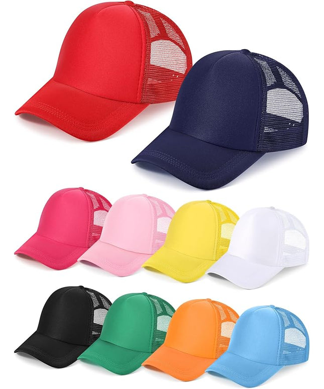 10 Pcs Sublimation Blank Trucker Hats Bulk Mesh Baseball Cap Polyester Mesh Trucker Hat for Men and Women