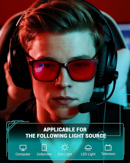 TIJN Blue Light Blocking Glasses for Men Women - Red Light Glasses for Computer Gaming - Dual AR Coating Lens - Screen Fatigue & UV Protection - 2 Pack