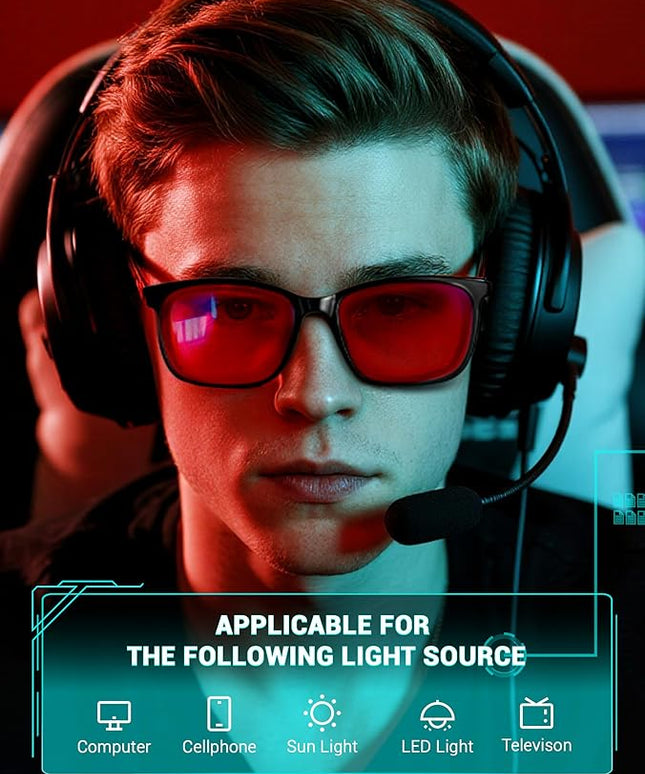TIJN Blue Light Blocking Glasses for Men Women - Red Light Glasses for Computer Gaming - Dual AR Coating Lens - Screen Fatigue & UV Protection - 2 Pack
