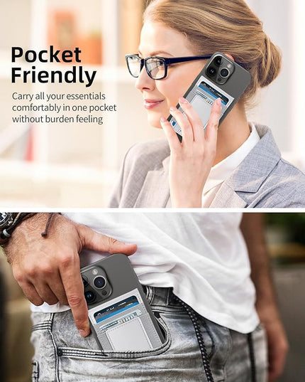 For Magsafe Wallet Stand, Strongest Magnetic Wallet for iPhone 17/16/15/14/13/12 Series, Magnetic Card Holder with 4 Card Slots, ID Window,10 Cards Holder, Vegan Leather, RFID Blocking, Gray