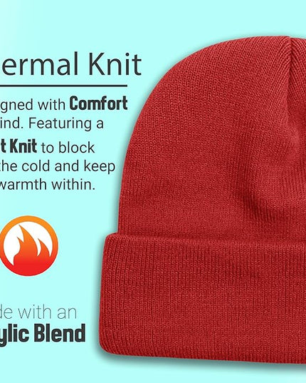 48 Pack Winter Beanies, Bulk Cold Weather Warm Knit Skull Caps, Mens Womens Unisex Hats
