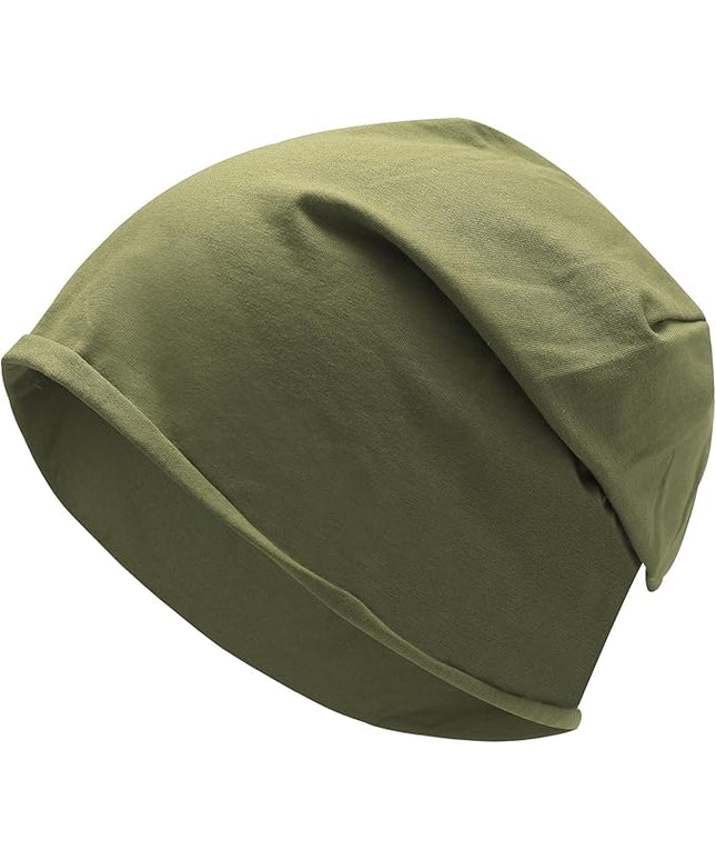 ZLYC Cotton Thin Slouchy Beanie Hat for Men Women Fashion Soft Stretch Knit Skull Cap