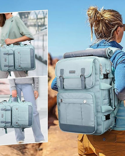 PIJUSHI Travel Backpack for Women Carry on Luggage Backpack Convertible Large Laptop Duffel Bag for Airplanes(PE049 Teal Blue)