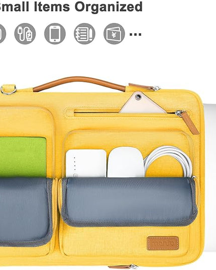 MOSISO 360 Protective Laptop Shoulder Bag,17-17.3 inch Computer Bag Compatible with MacBook, HP, Dell, Lenovo, Asus Notebook,Side Open Messenger Bag with 4 Zipper Pockets&Handle, Yellow