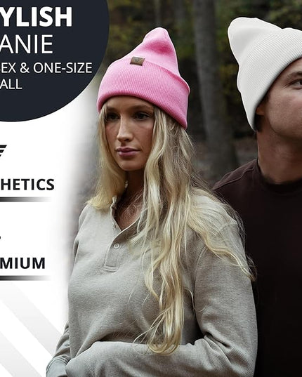 Urban Effort Beanie for Men Women – Warm Acrylic Unisex Knit Winter Hats for Men, Soft Stretch Fit, Classic Streetwear Style