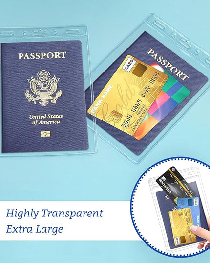 200 Pack Clear Plastic Passport Identification Card Holders, 4x6 Inch Vertical No Zipper Plastic Name Badge ID Card Holders