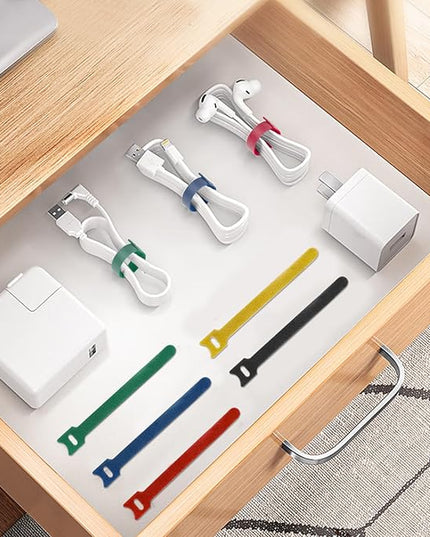 50 Pcs Reusable Cable Ties for Cords, 6 Inches Hook and Loop Adjustable Cord Straps, Reusable Zip Ties, Wire Organizers for Cords Electrical Cord Management Office Home Computer PC Cable Management