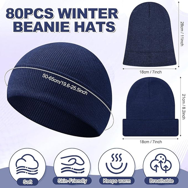 Winter Beanie Hats Bulk for Women Men Cozy Knitted Cuffed Skull Cap Soft Ski Hat for Homeless Gift Donation