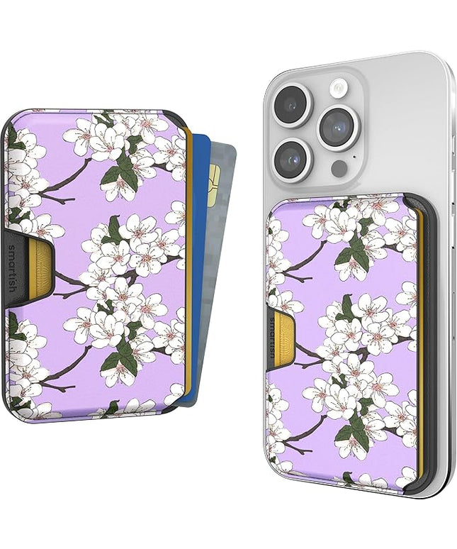 Smartish Wallet for MagSafe iPhones - Side Hustle - Vegan Leather Slim Detachable Magnetic Card Holder for Apple iPhone 17/16/15/14/13/12/13/12 Models - Very Cherry Blossom