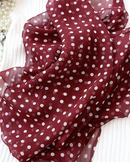 JERLA Women 100% Mulberry silk Scarf Long Large Lightweight Scarves Fashion Women Soft polka dot Print Neckerchief
