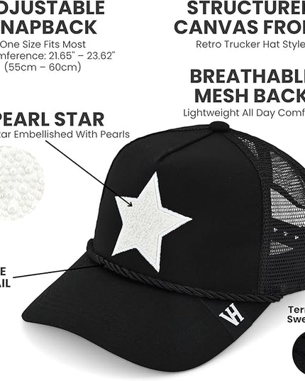 VINTAGE HAVANA Trucker Hats Women | Mesh Adjustable Snapback Hat | Men & Women Cute Trendy Fashion Baseball Cap