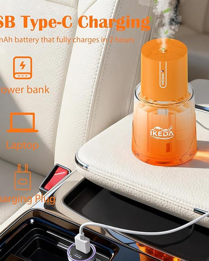 Smart Car Air Freshener,100ml Essential Oil Diffuser Aroma Diffuser, 3 Mode Adjustable Mini Scent Spray for Car with Touch Switch, Automotive Humidifier for Gift(Orange, Lavender)