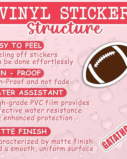 (3PCS) Football Stickers – Waterproof Vinyl Decals for Water Bottle, Laptop, Scrapbook, Poster Board, Phone Case, Helmet – Fun Sports Stickers for Boys, Girls, Moms, Dads – 3" x 2.7"