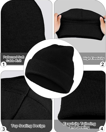 Jecery 80 Pack Winter Beanies Hats Bulk for Homeless Unisex Cold Weather Stretch Caps Warm Knitted Cuffed Hats for Women Men