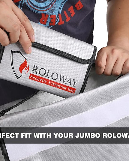 ROLOWAY Small Fireproof Bag (5 x 8 inches), Non-itchy Fireproof Money Bag for Cash, Valuables, Passport, Currency & Keys (2-Pack Silver)