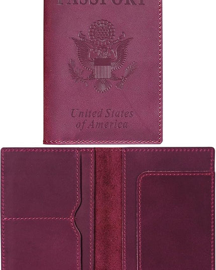 HIFA Leather Passport Holder, Handmade Passport Cover with Card and Ticket Slot - Genuine Leather, Elegant Design, Easy Access - Passport Case, Passport Wallet, Passport Holder