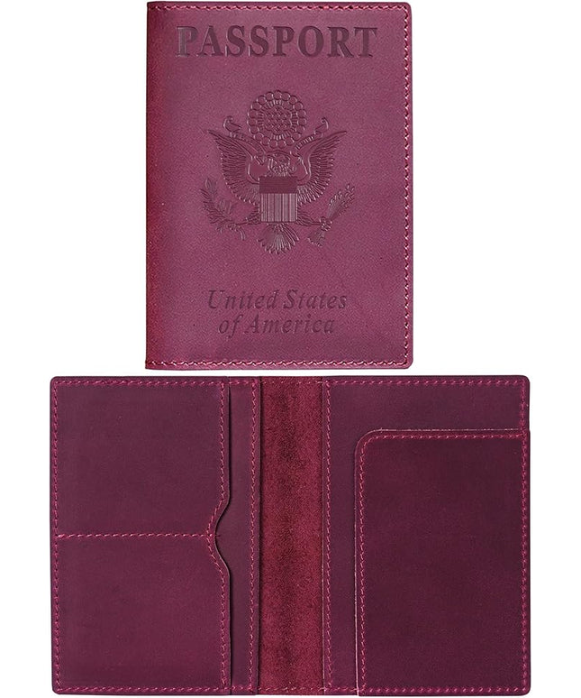 HIFA Leather Passport Holder, Handmade Passport Cover with Card and Ticket Slot - Genuine Leather, Elegant Design, Easy Access - Passport Case, Passport Wallet, Passport Holder