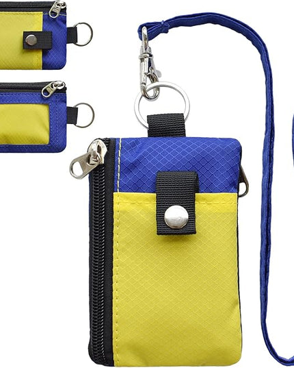 Minimalist RFID Blocking Small Wallet with ID Window,WaterResistant Zip Id Case Wallet with Lanyard Keychain for Cards,Cash,Travel,Women,Men