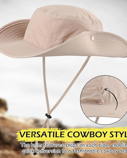 Connectyle Men's Sun Hat UPF 50+ Wide Brim Bucket Hats for Fishing Hiking Gardening Adjustable Boonie Hat Outdoor Safari Hats
