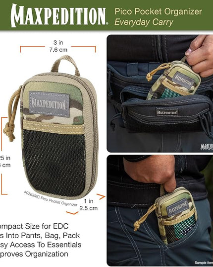 MAXPEDITION Pico Pocket Organizer, Ultra Compact EDC Gear Pouch, Tactical Utility Pouch for Everyday Carry, Tools, Gadgets, Outdoor First-Aid Kit, Survival