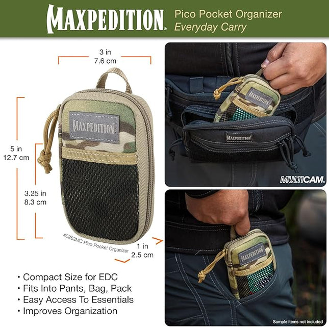 MAXPEDITION Pico Pocket Organizer, Ultra Compact EDC Gear Pouch, Tactical Utility Pouch for Everyday Carry, Tools, Gadgets, Outdoor First-Aid Kit, Survival