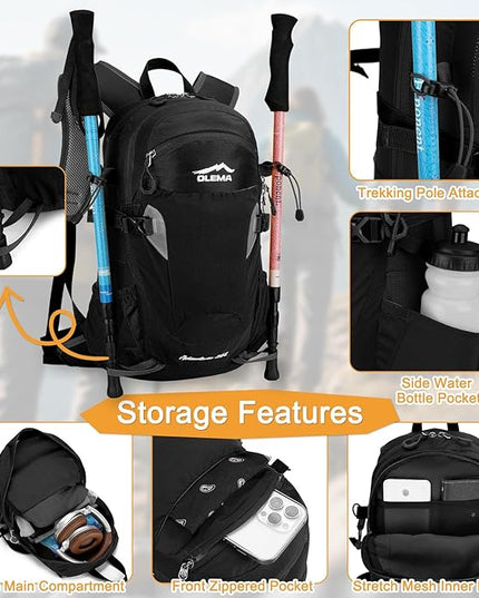 OLEMA Hiking Backpack, 25L Lightweight Travel Backpacks,Camping Daypack for Outdoor Sports,Lightweight Travel Camping Backpack for Men Women