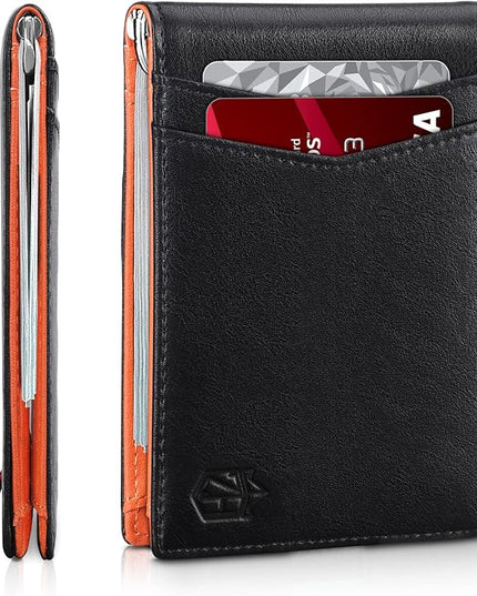 Zitahli Wallet for Men-6 Slots ID Window-Mens Wallets-Slim Wallet Classic Spring Money Clip RFID Blocking-Gift for Men